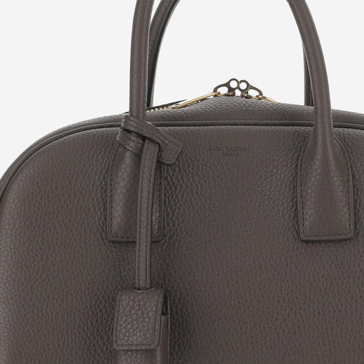 Saint Laurent Pebbled Leather Shoulder Bag — Gray