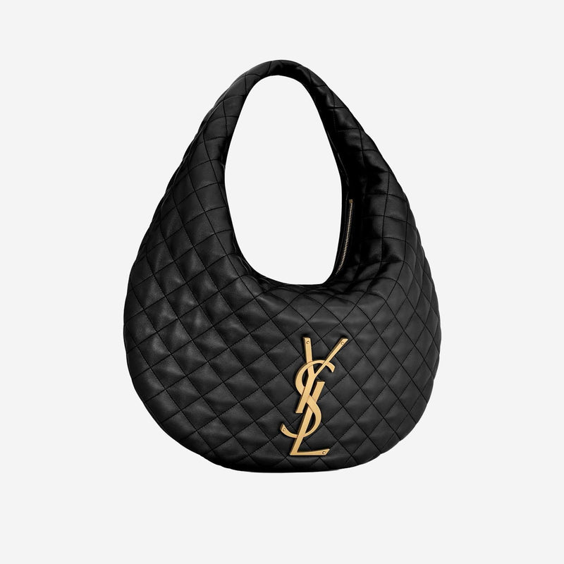 Saint Laurent Quilted Nappa Leather Hobo Bag — Black
