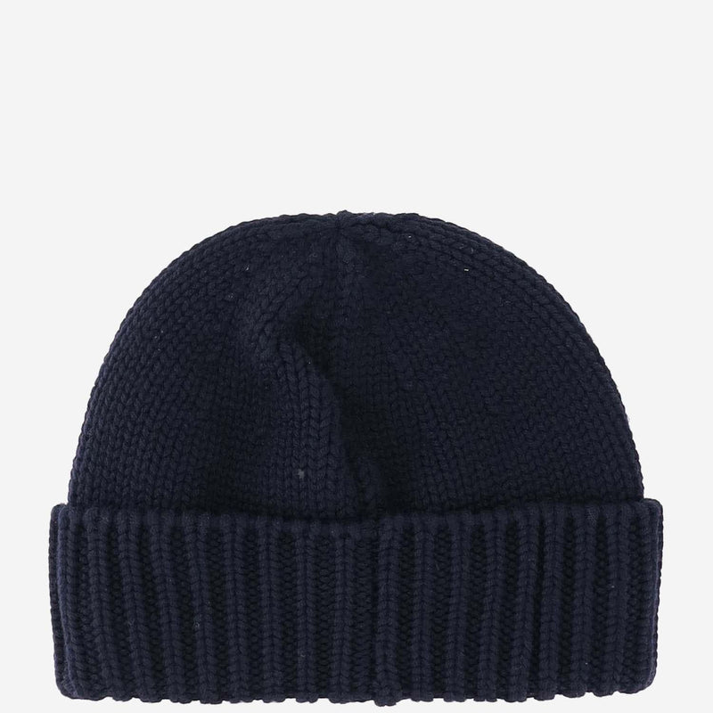 Woolrich Cfwoac0288mruf0428 Virgin Wool Ribbed Beanie — Navy Beanies