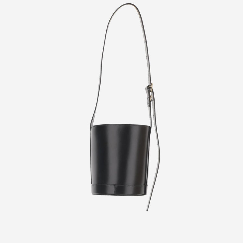 Jil Sander Calfskin Leather Bucket Bag — Black