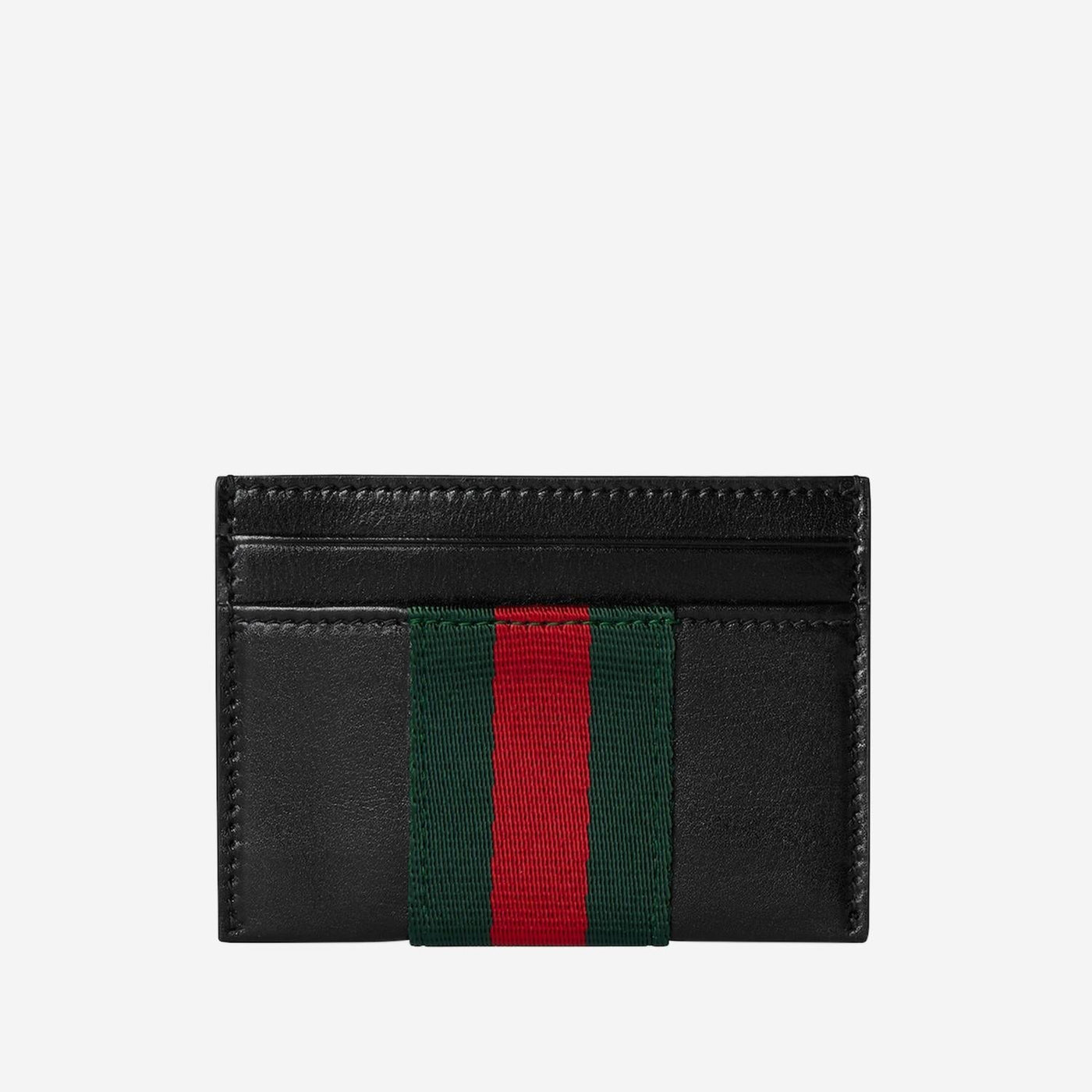 Gucci Web Card Case — Black Leather Wallets & Cardholders