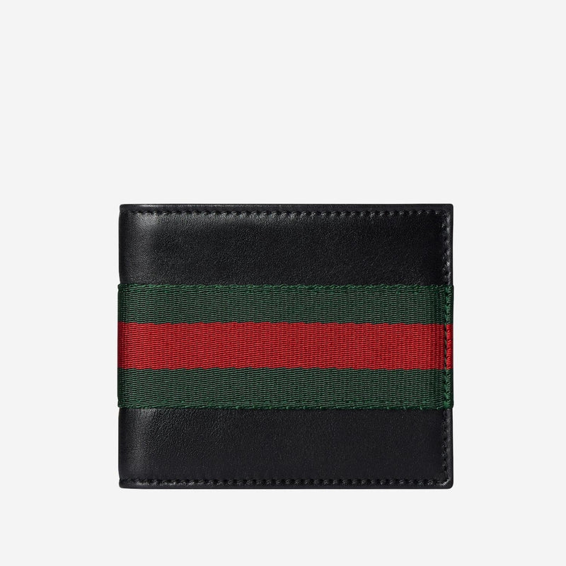 Gucci Web-Detail Leather Wallet — Black
