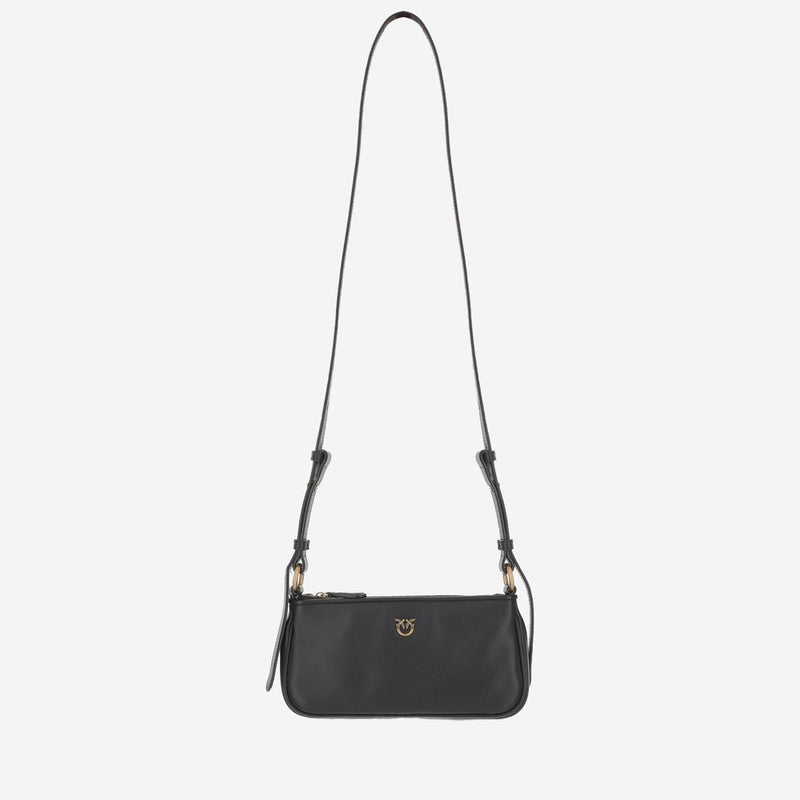 Pinko Half Moon Shoulder Bag — Black Leather