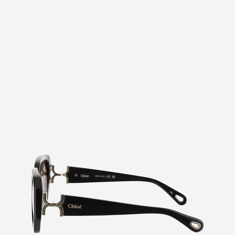 Chloé Ch0236s Logo Rectangular Sunglasses — Black Recycled Acetate