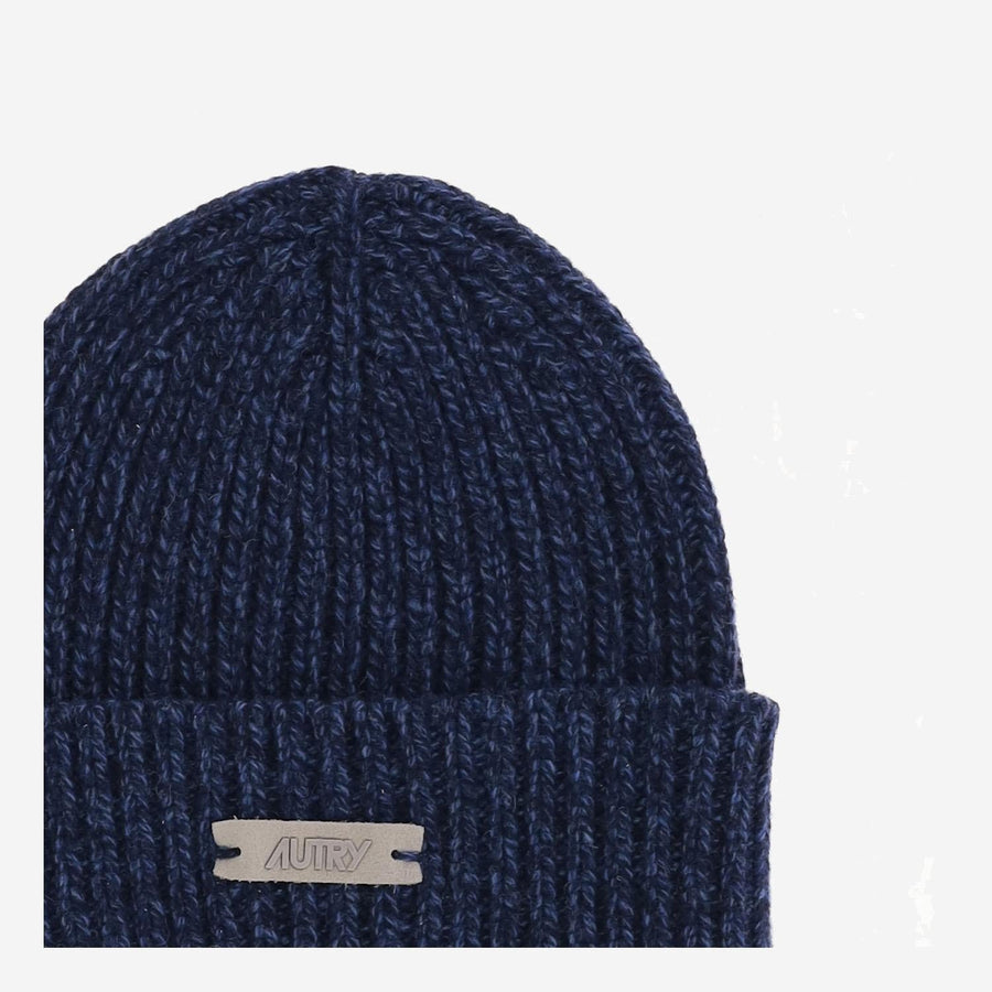 Autry Beput7kb Wool Ribbed Beanie — Navy Beanies