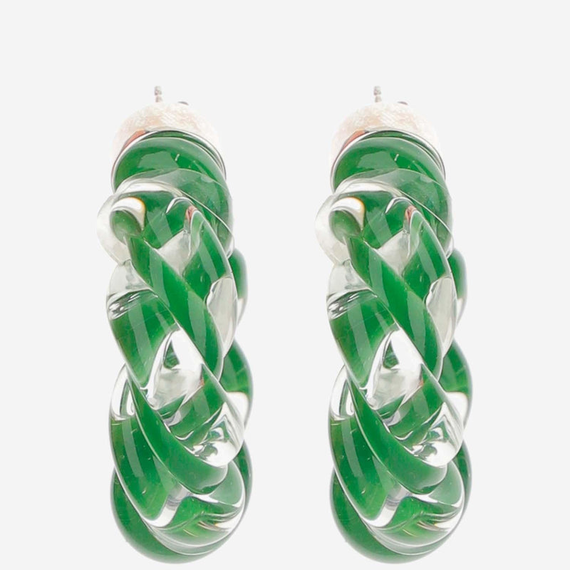 Bottega Veneta Twisted Glass Earrings — Green