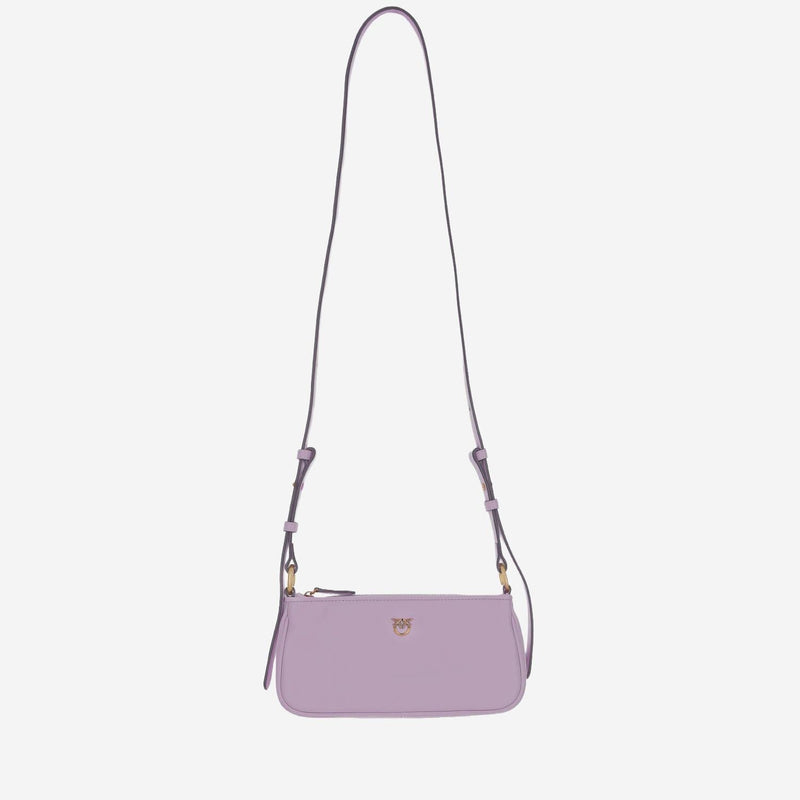 Pinko Half Moon Baguette Mini Bag — Purple Leather