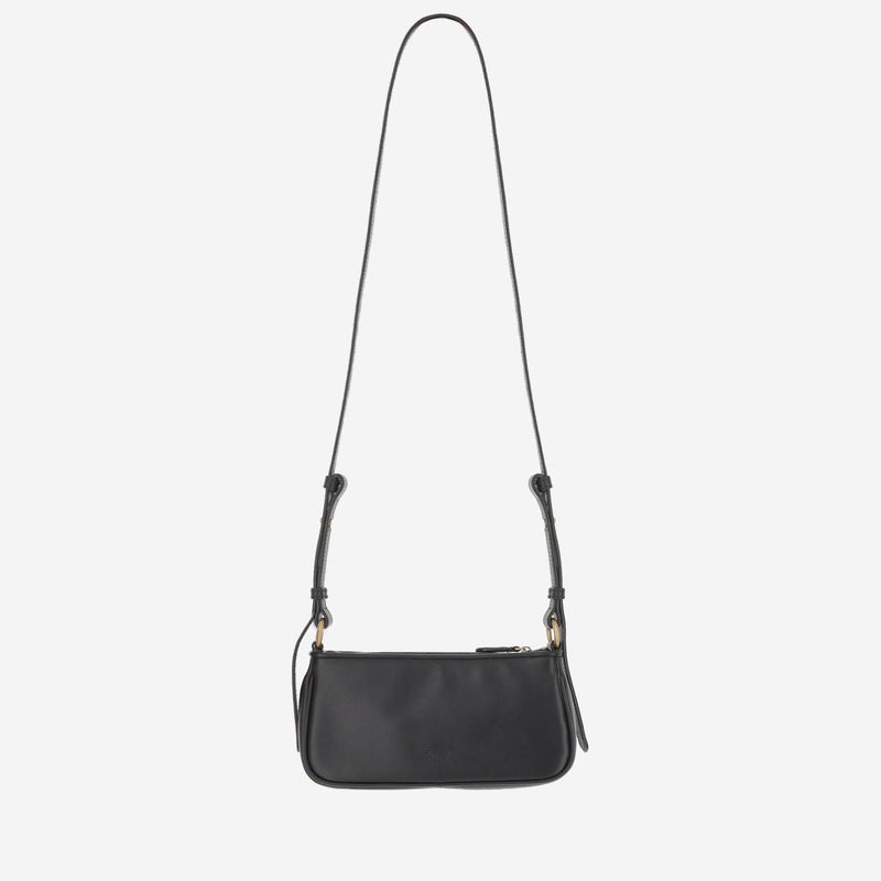 Pinko Half Moon Shoulder Bag — Black Leather