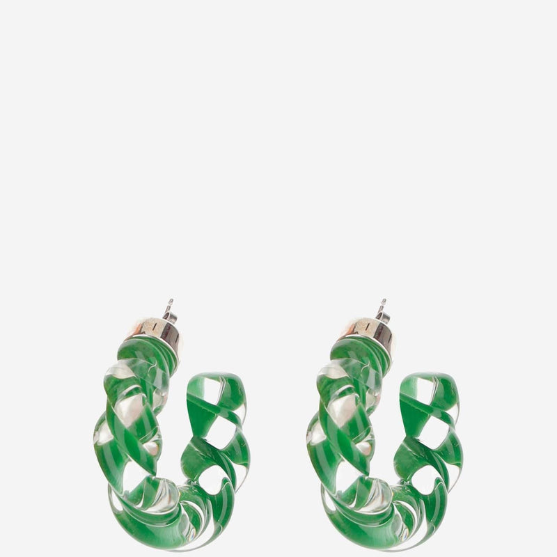 Bottega Veneta Twisted Glass Earrings — Green