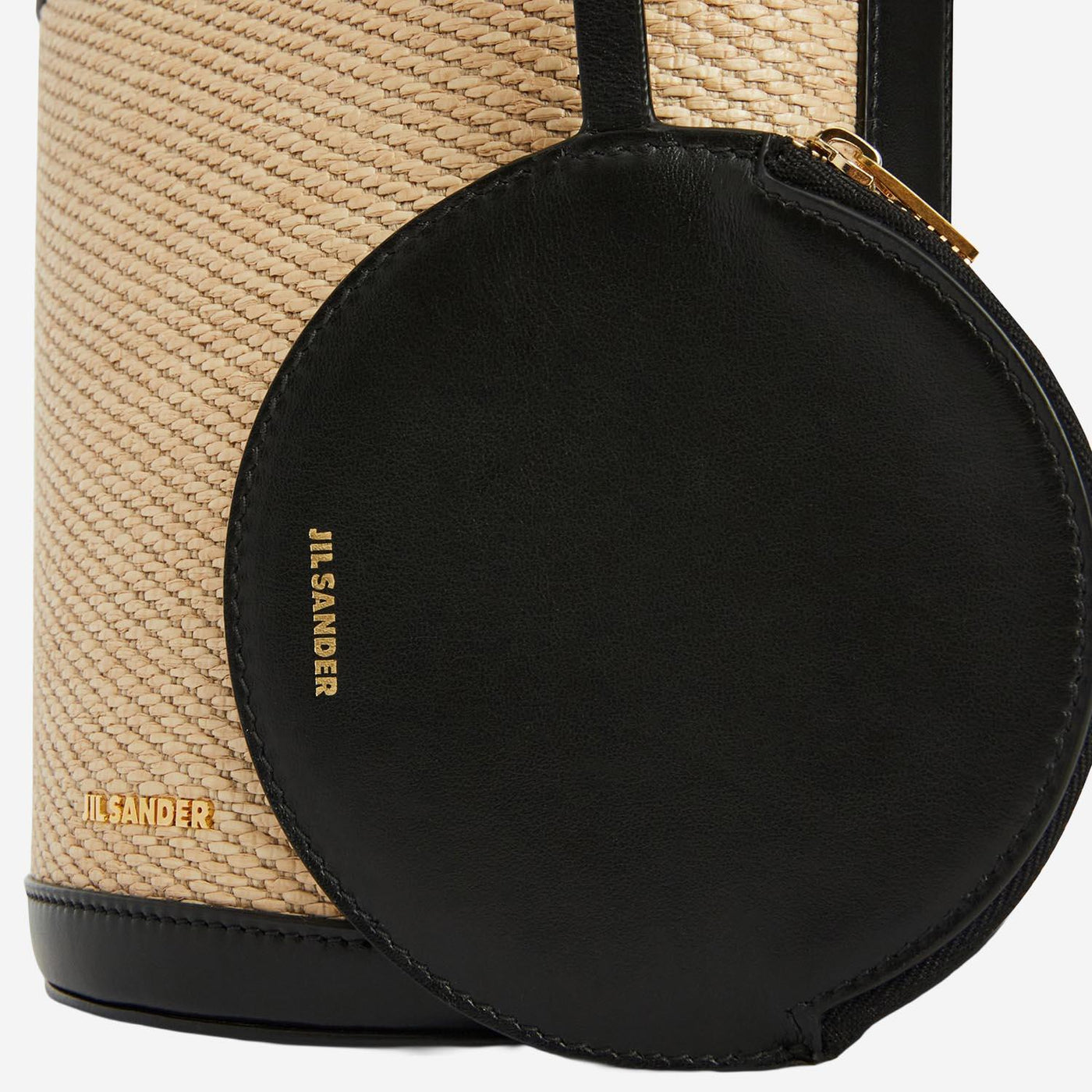 Jil Sander Woven Raffia And Leather Bucket Bag — Beige Polyamide