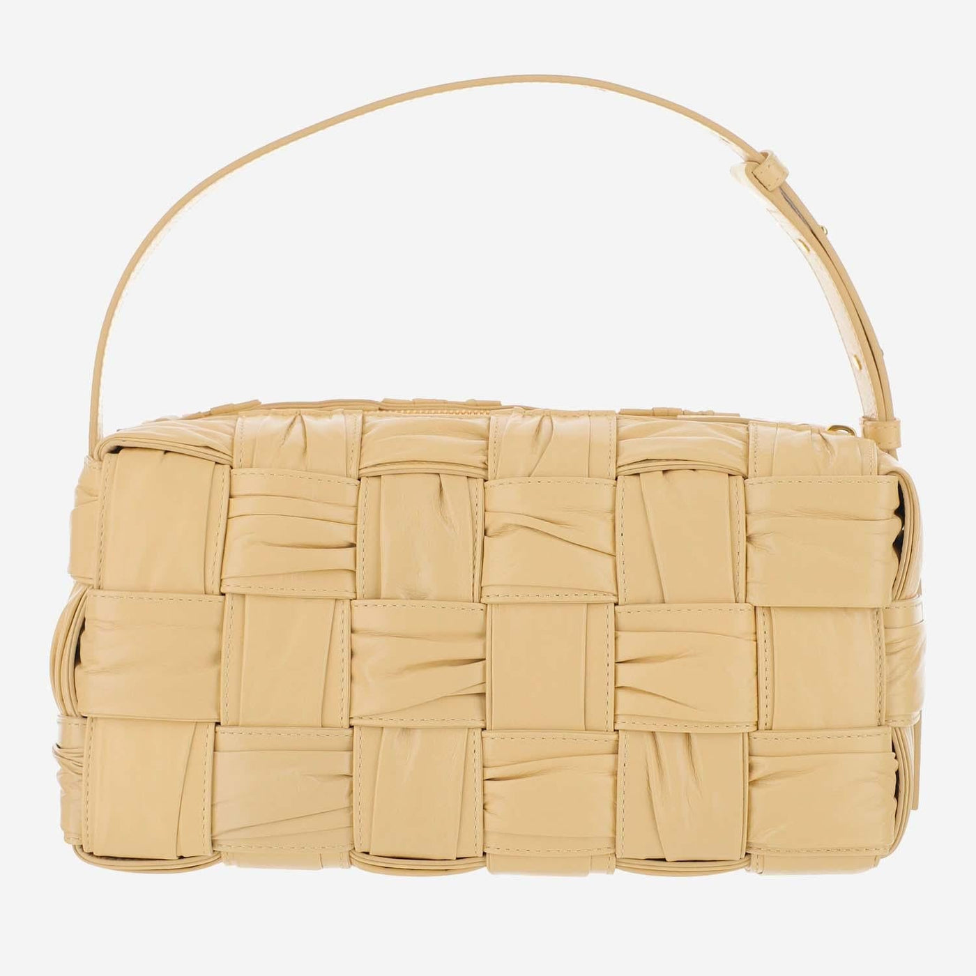 Bottega Veneta Brick Cassette Shoulder Bag — Beige Lambskin