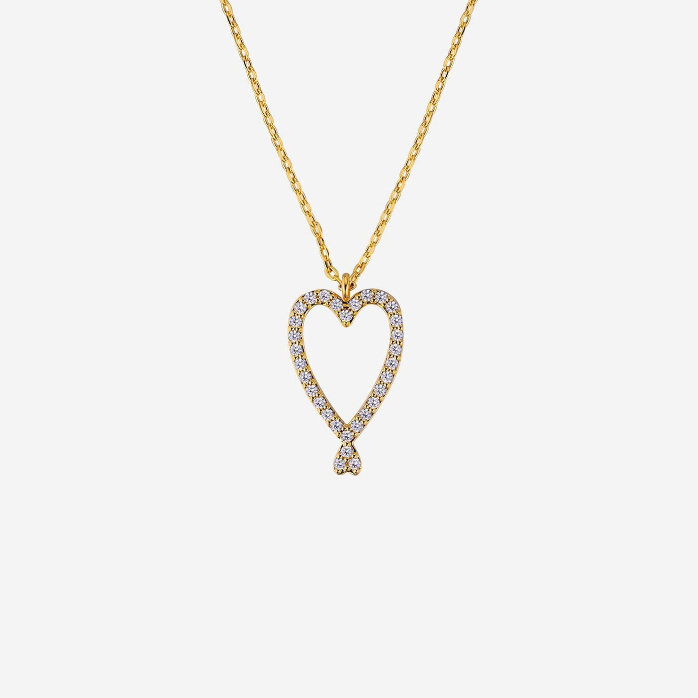 Mya Bay Twin Hearts Crystal Necklace — Gold Brass Necklaces