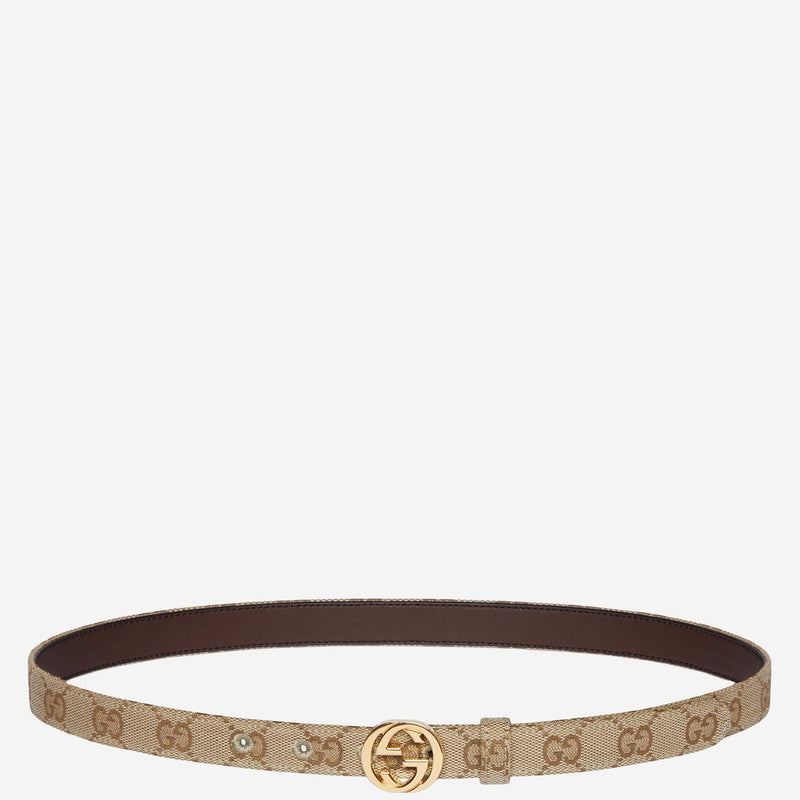 Gucci Gg Supreme Cross Buckle Belt — Multicolor Fabric