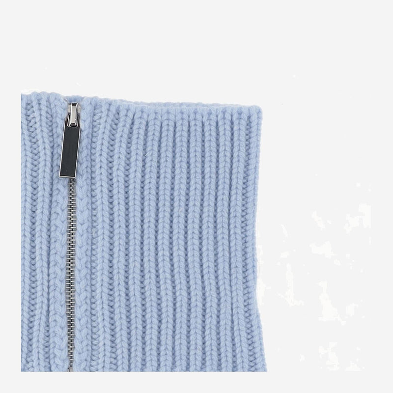 Sasuphi Cashmere Ribbed Collar Scarf — Blue Scarfs