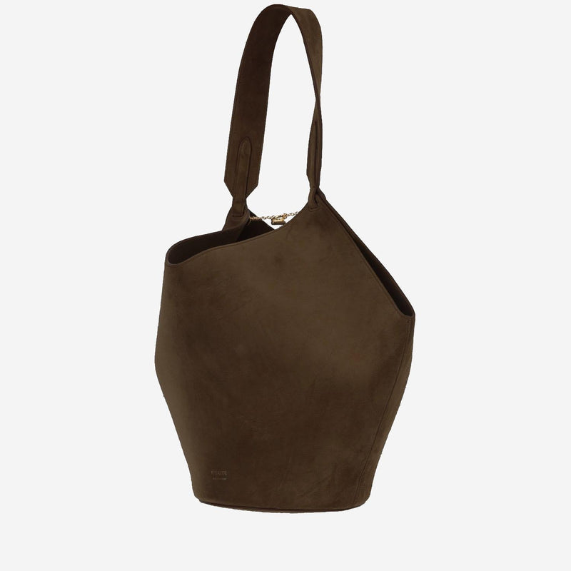 Khaite Small Lotus Shoulder Bag — Brown Calfskin