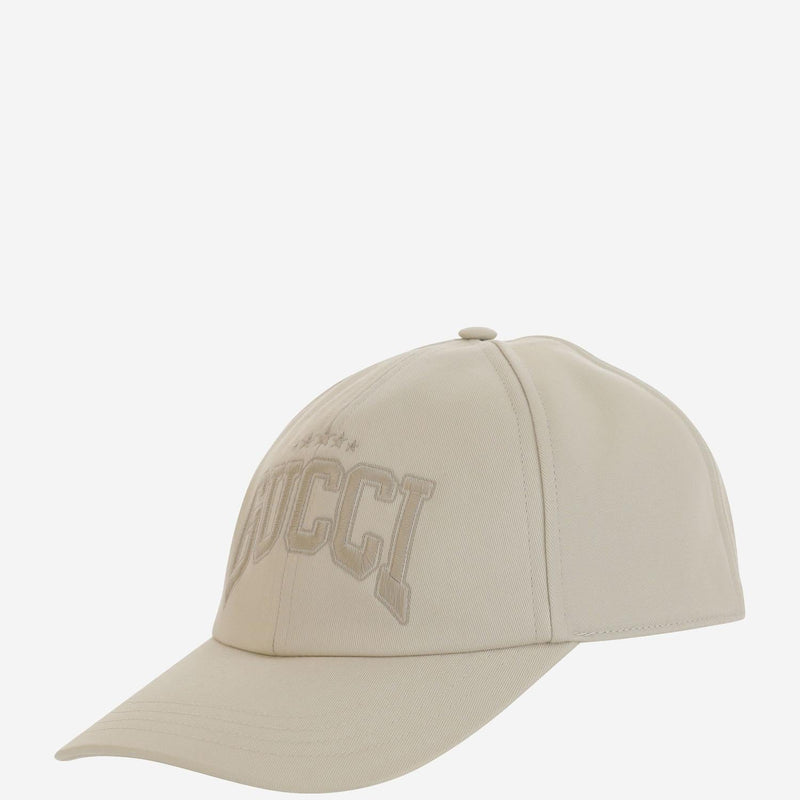 Gucci 817455 Logo-Embroidered Cotton Baseball Cap — White Caps