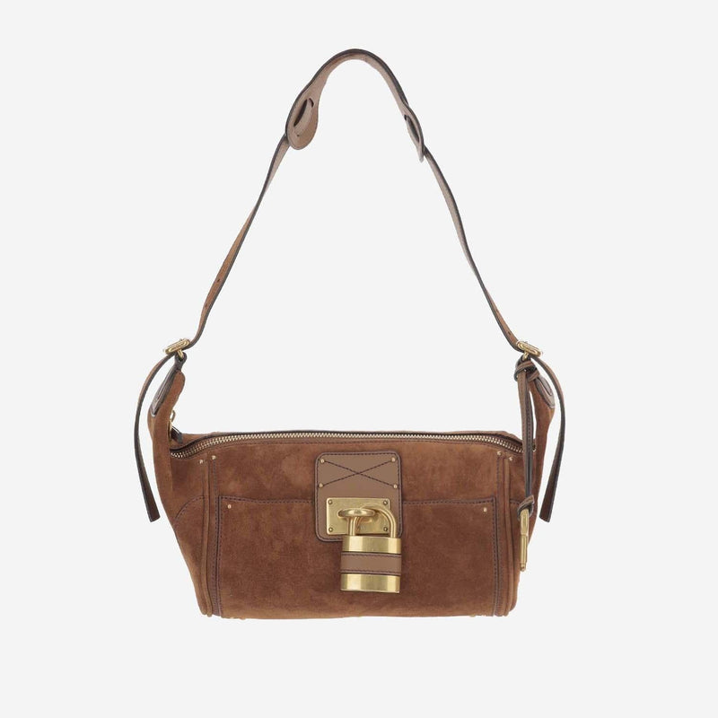 Chloé Paddington Shoulder Bag — Brown Suede
