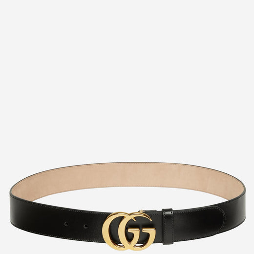 Gucci Logo-Buckle Leather Belt — Black