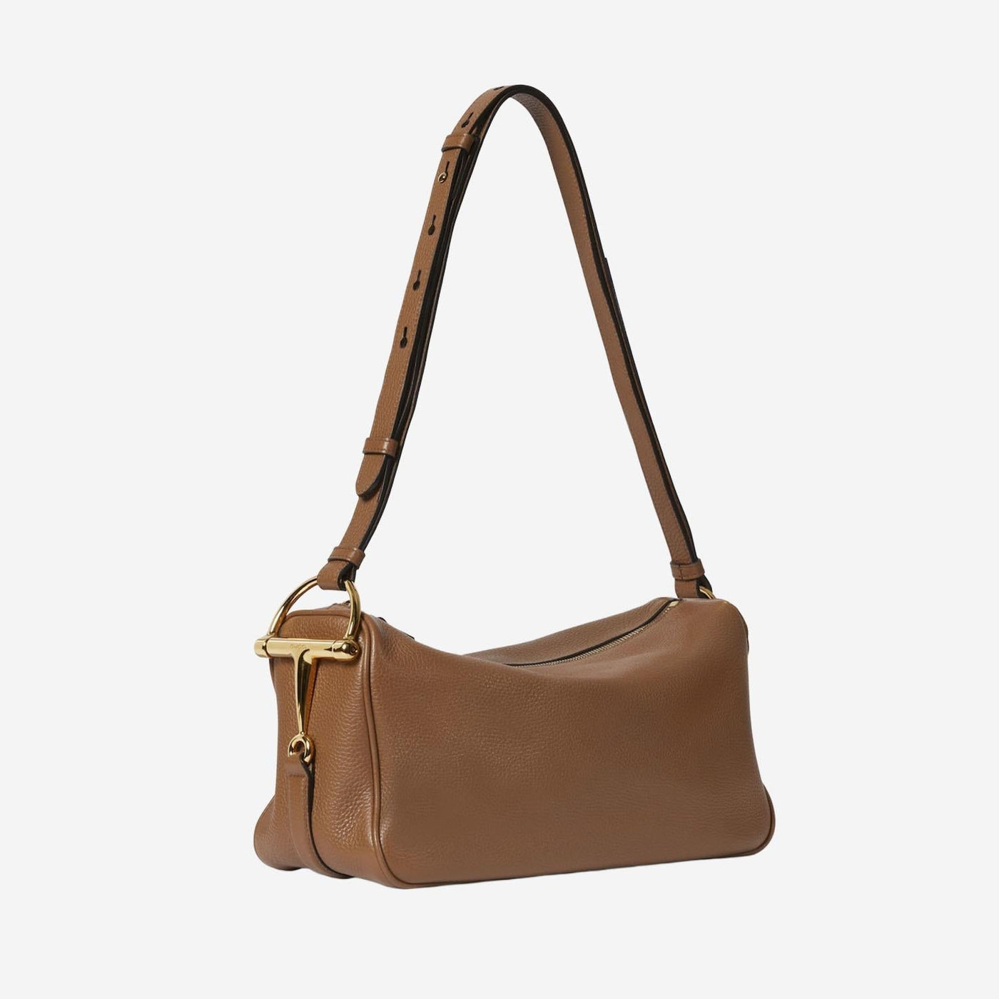 Gucci Half Horsebit Leather Shoulder Bag — Brown