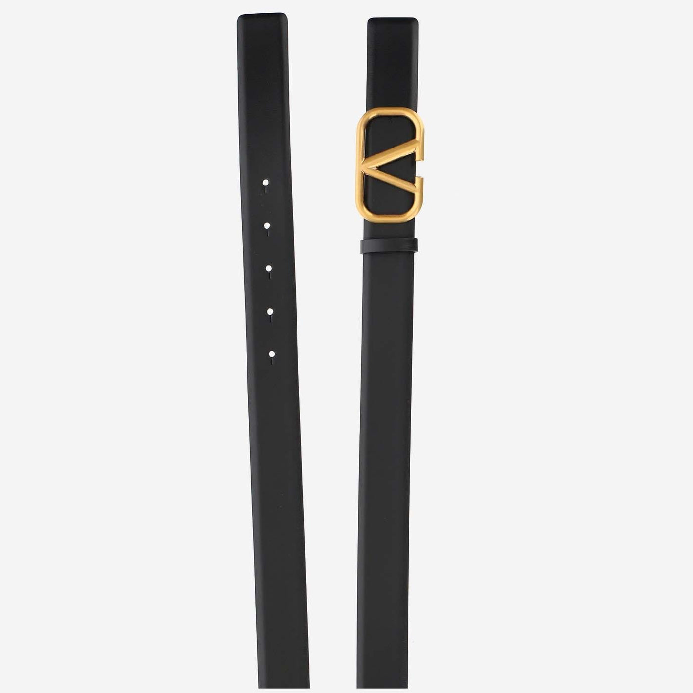 Valentino Garavani Vlogo Belt — Black Leather