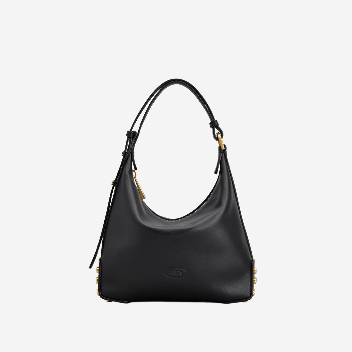 Tods Metal Dots Calfskin Shoulder Bag — Black