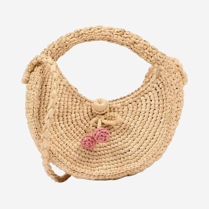 Bonpoint Natural Raffia Crossbody Bag — Beige