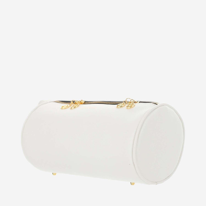 Patou Eco Leather Barrel Shoulder Bag — White Polyurethane