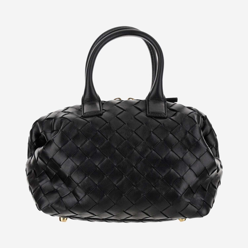 Bottega Veneta Top Handle Bag — Black Leather