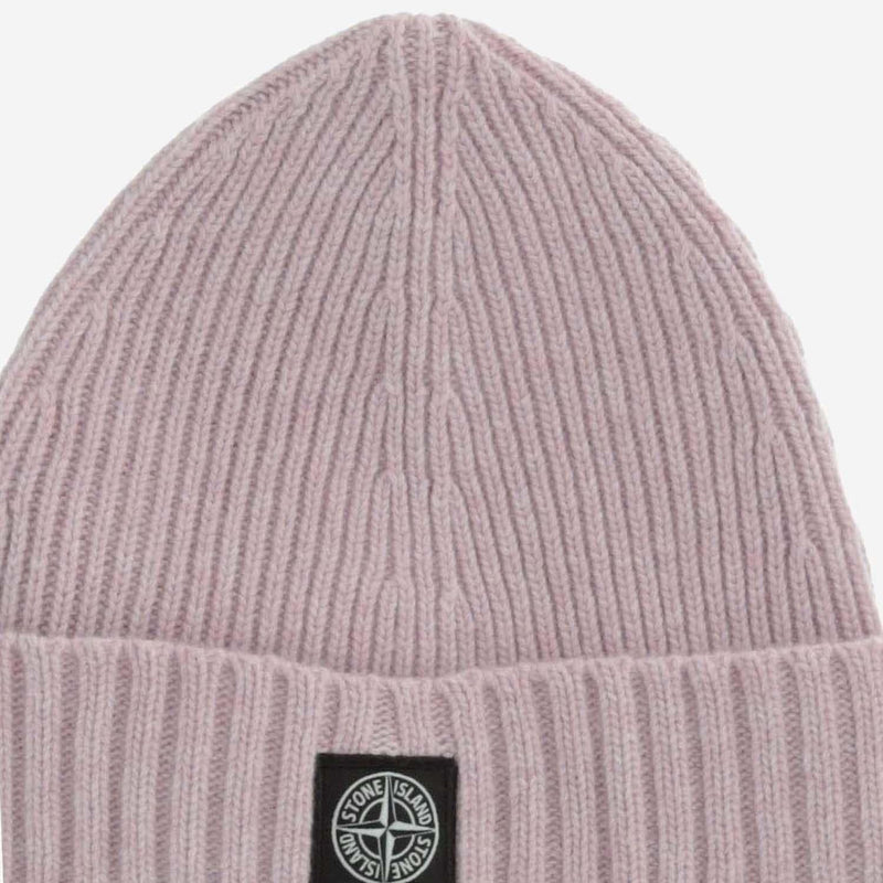 Stone Island N100003 Ribbed Wool-Blend Beanie — Pink Beanies