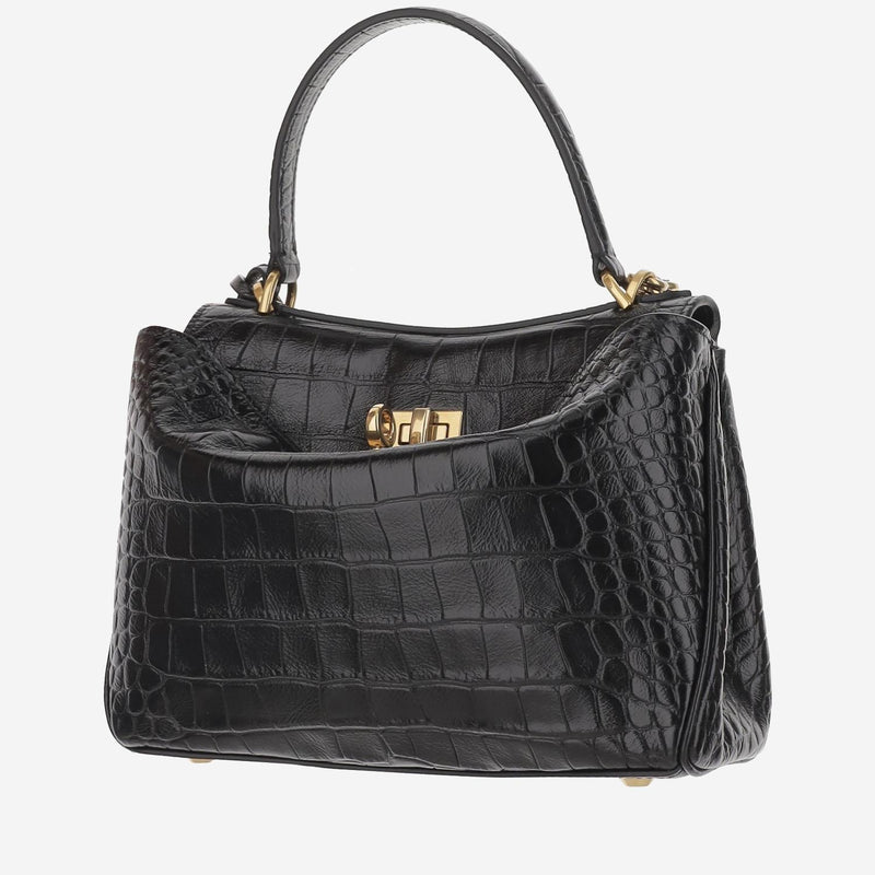 Balenciaga Rodeo Mini Shoulder Bag — Black Calfskin Leather