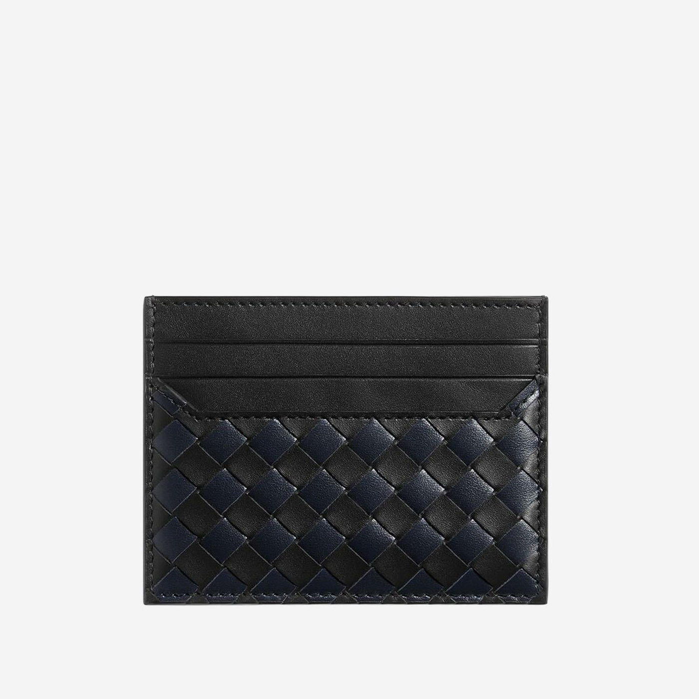 Bottega Veneta Woven Calfskin Card Case — Black Wallets & Cardholders