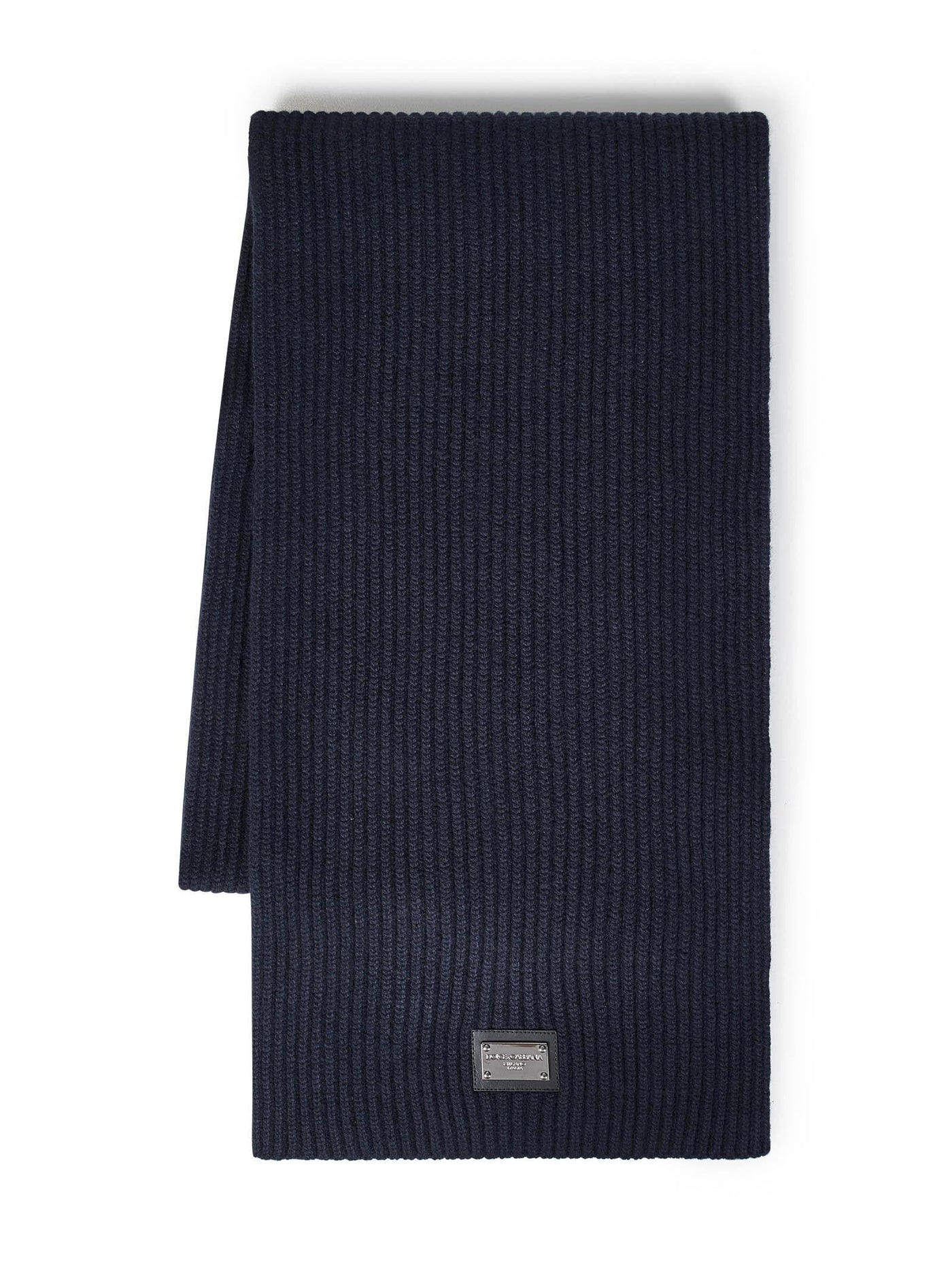 Dolce & Gabbana Ribbed Knit Wool Scarf — Navy Scarfs