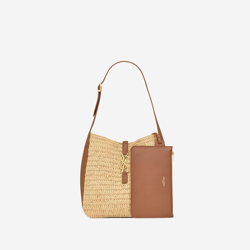 Saint Laurent Shoulder Bag — Beige Leather And Raffia