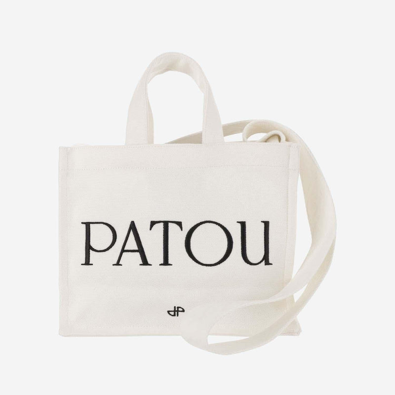 Patou Logo-Print Cotton Tote Bag — White