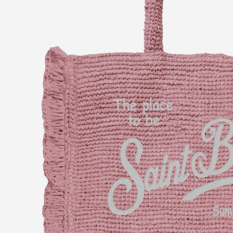 Mc2 Saint Barth Volant Shoulder Bag — Pink Raffia