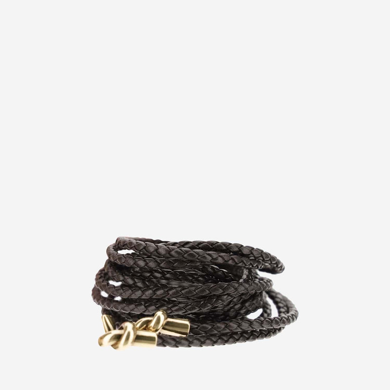Bottega Veneta Woven Lambskin With Knot Detail Belt — Brown
