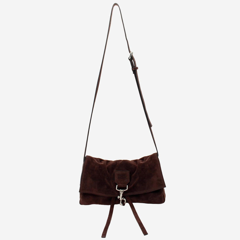 Radica Studio Suede Foldover Shoulder Bag — Brown