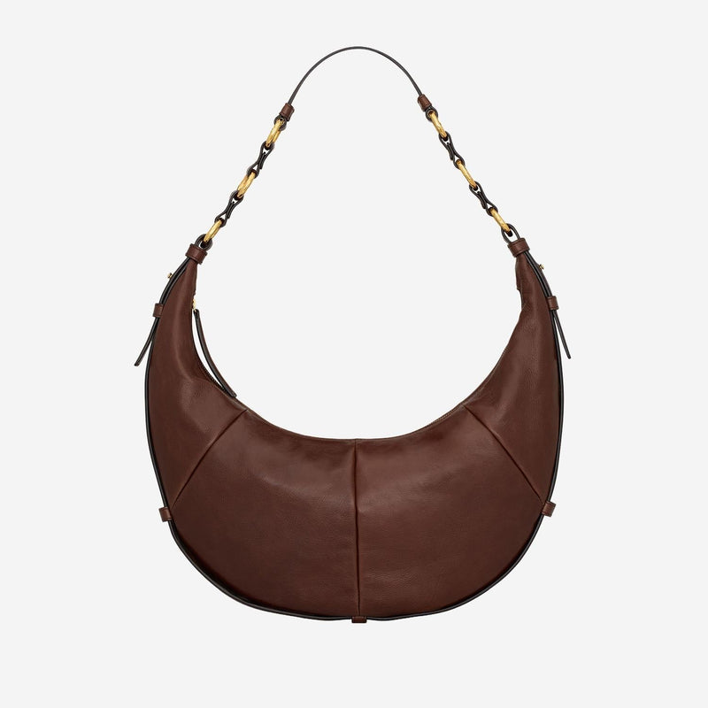 Saint Laurent Lambskin Hobo Bag — Brown Leather