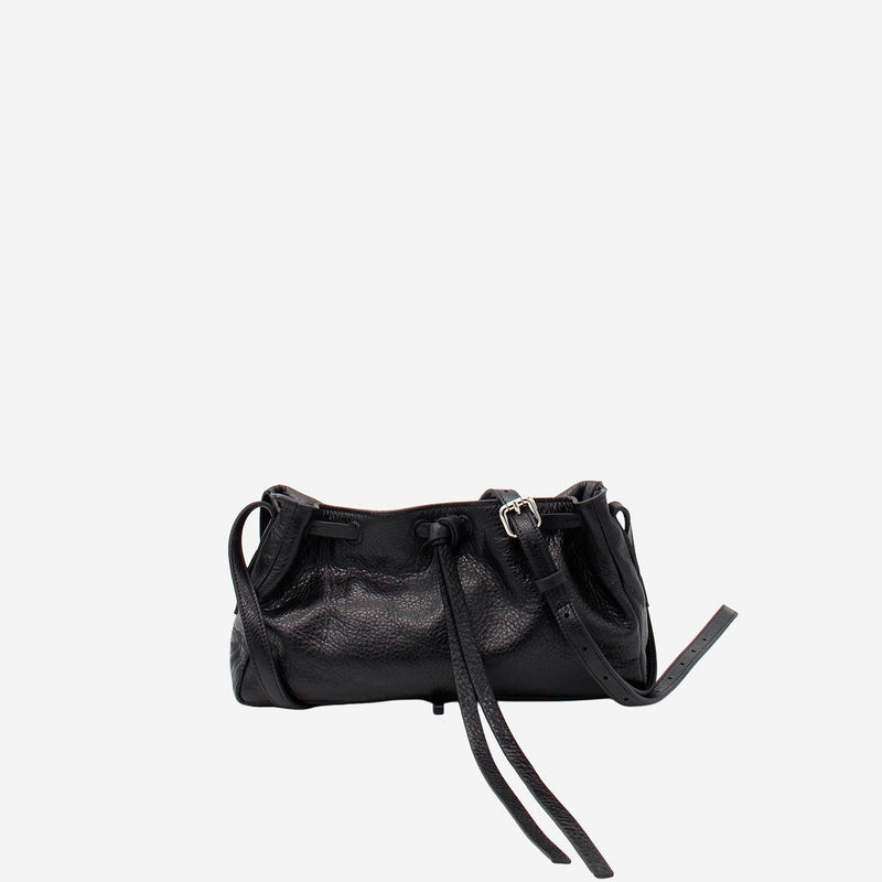 Radica Studio Hammered Nappa Leather Shoulder Bag — Black