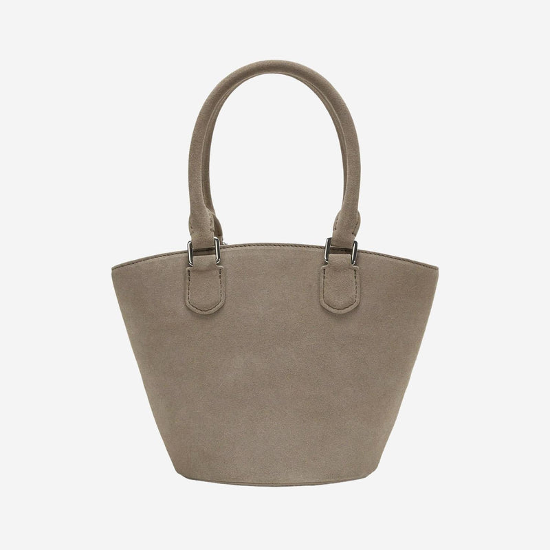 Self-Portrait Suede Leather With Removable Pendant Shoulder Bag — Gray (outer)