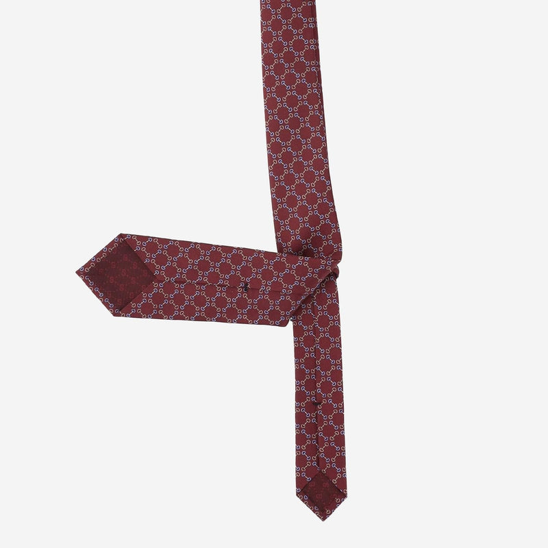 Gucci Jacquard Silk Morsetto Print Necktie — Red Neckties