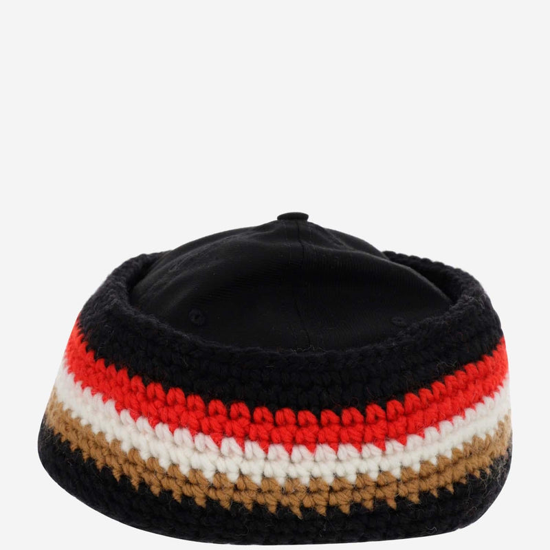Burberry 8052498 Crochet Headband Baseball Cap — Black Cotton Caps