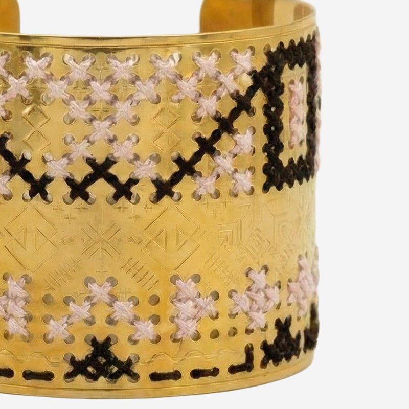 Leight Studio Embroidered Steel Cuff Bracelet — Gold Bracelets