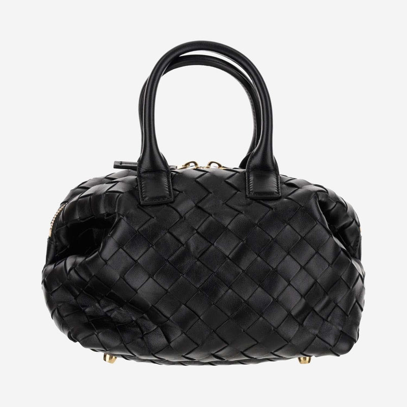 Bottega Veneta Top Handle Bag — Black Leather