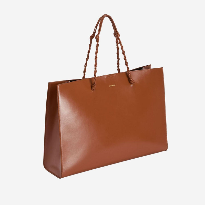 Jil Sander Hand-Knotted Leather Tote Bag — Brown