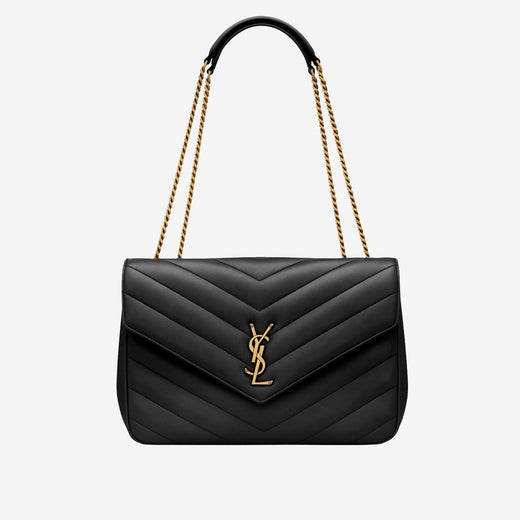 Saint Laurent Quilted Lambskin Shoulder Bag — Black Leather