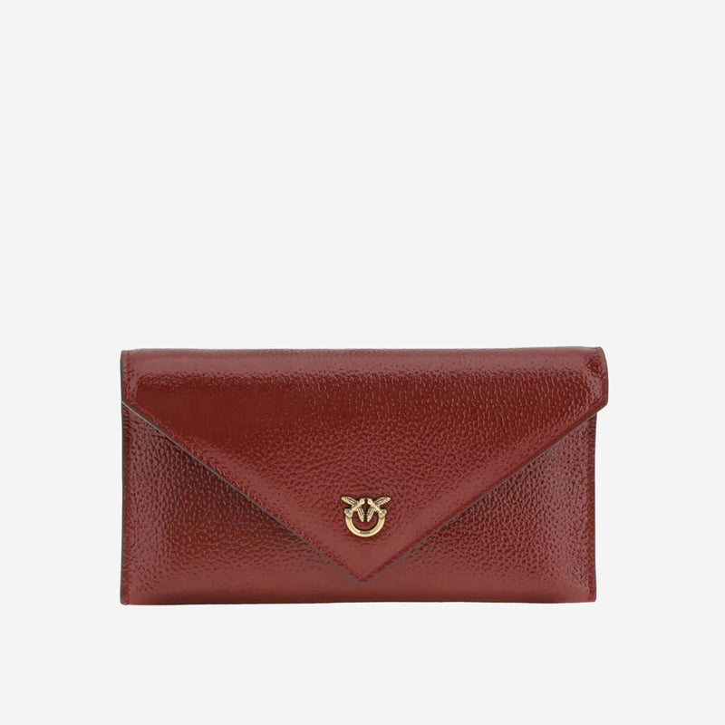 Pinko Hammered Leather Clutch — Red