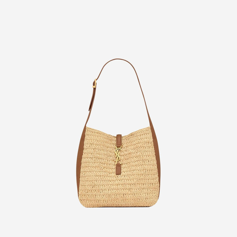 Saint Laurent Shoulder Bag — Beige Leather And Raffia