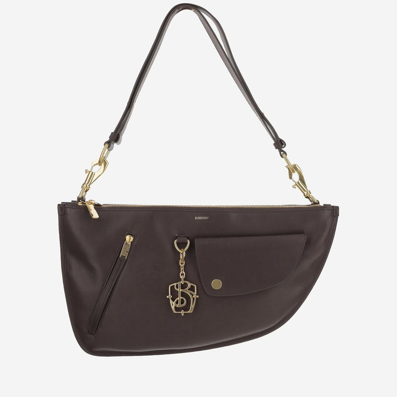 Burberry Double Shield Shoulder Bag — Brown Calfskin