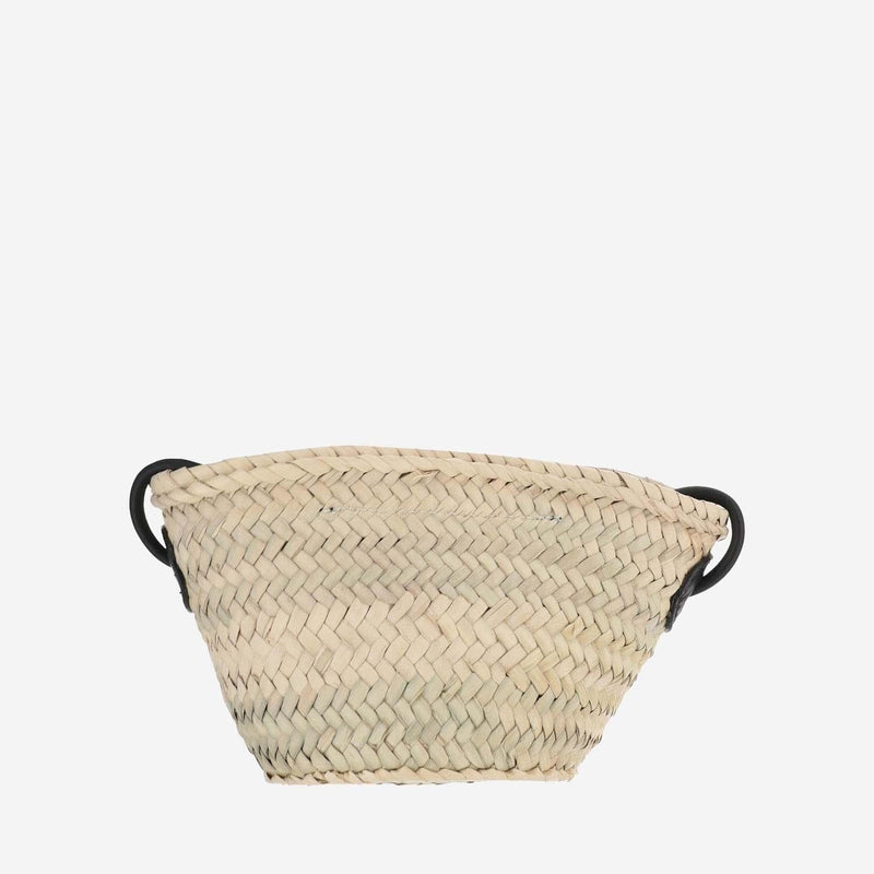 Filippo Catarzi Woven Straw With Leather Logo Shoulder Bag — Beige